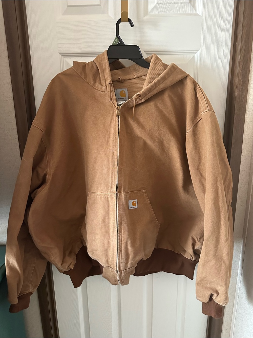 Carhartt Brown/Tan Hooded Zip Front Jacket Mens 6XL